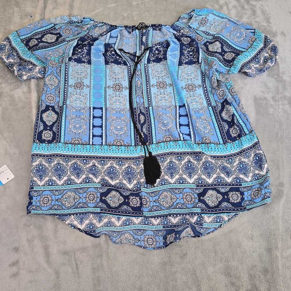Single Los Angeles Blouse Womens 2X Blue Casual Normcore